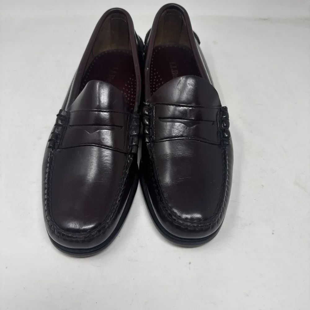 LLBean Penny Loafers Mens 12 Wide EE Burgundy